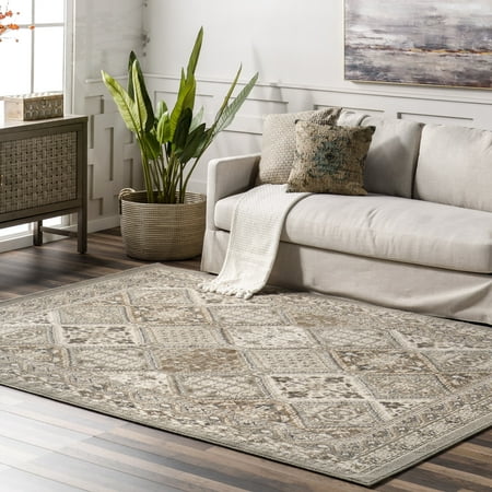 nuLOOM Becca Traditional Tiled Taupe 2' x 3' Transitional Area Rug