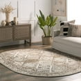 thumbnail image 1 of nuLOOM Becca Traditional Tiled Taupe 6' 7" x 9' Transitional Oval Rug, 1 of 9