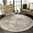 thumbnail image 1 of nuLOOM Becca Traditional Tiled Taupe 6' Transitional Round Rug, 1 of 9