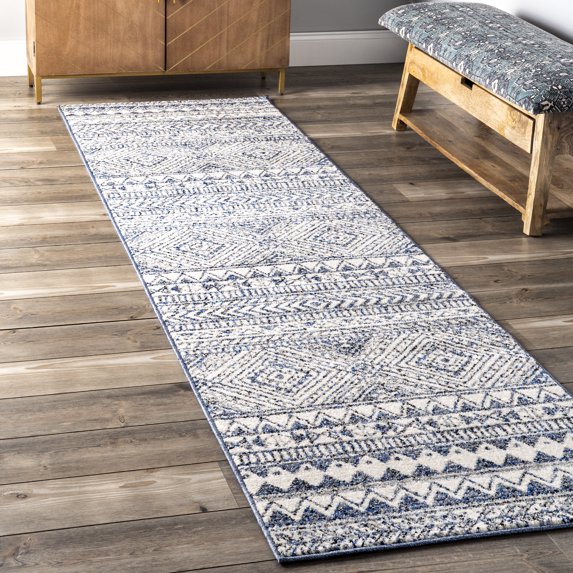nuLOOM Becky Tribal Runner Rug, 2' 6" x 6', Navy