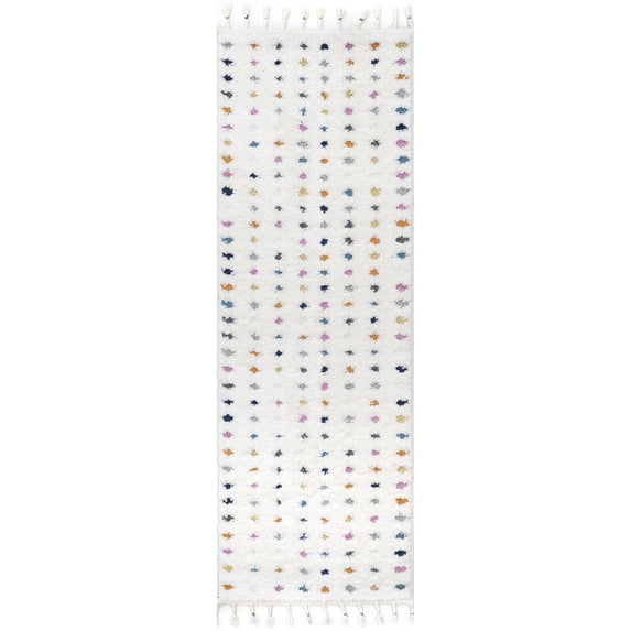nuLOOM Behati High-Low Polka Dot Tassel Runner Rug, 2' 8" x 8', Beige