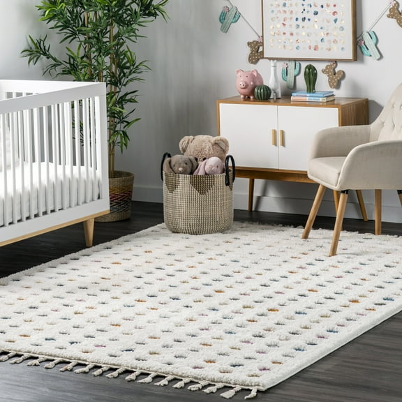 nuLOOM Behati Polka Dot Kids Tasseled Area Rug, 3' x 5', Off White