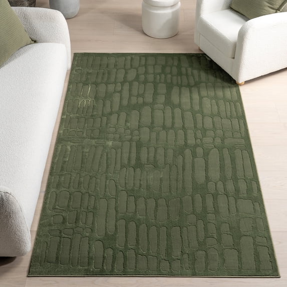 nuLOOM Belen Modern Abstract Area Rug, 6', Round, Forest Green