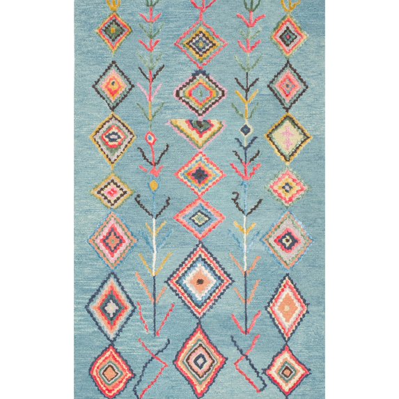 nuLOOM Belini Hand Tufted Wool Area Rug, 6' x 9', Turquoise
