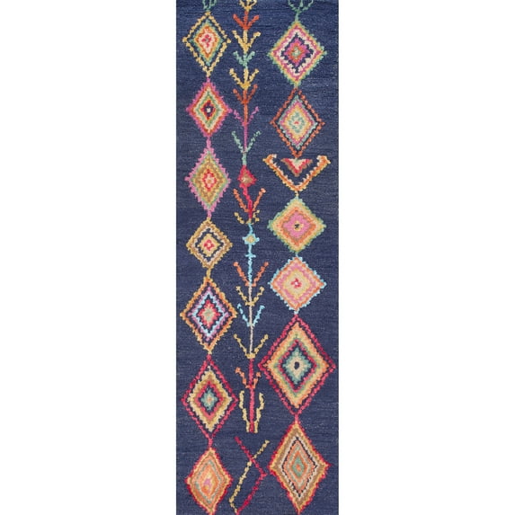 nuLOOM Belini Hand Tufted Wool Runner Rug, 2' 6" x 12', Navy
