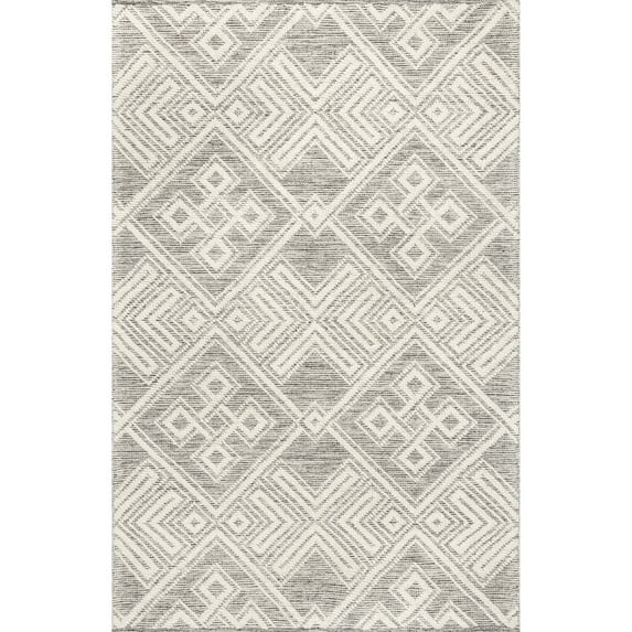 nuLOOM Beth High Low Wool Diamond Tile Area Rug, 8' x 10', Ivory