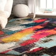 thumbnail image 1 of nuLOOM Beth Modern Abstract Shag Area Rug, 6' 7" x 9', Multi, 1 of 4