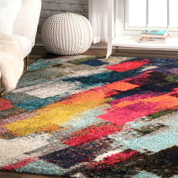 nuLOOM Beth Modern Abstract Shag Area Rug, 6' 7" x 9', Multi
