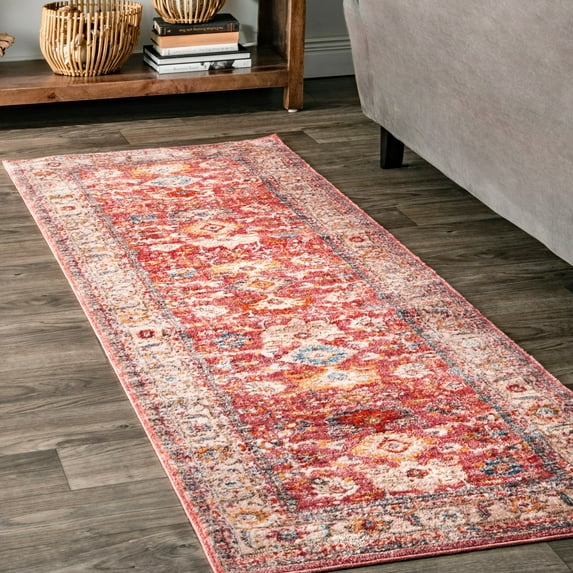nuLOOM Betty Floral Fringe Area Rug, 2' 6" x 10', Runner, Betty Red