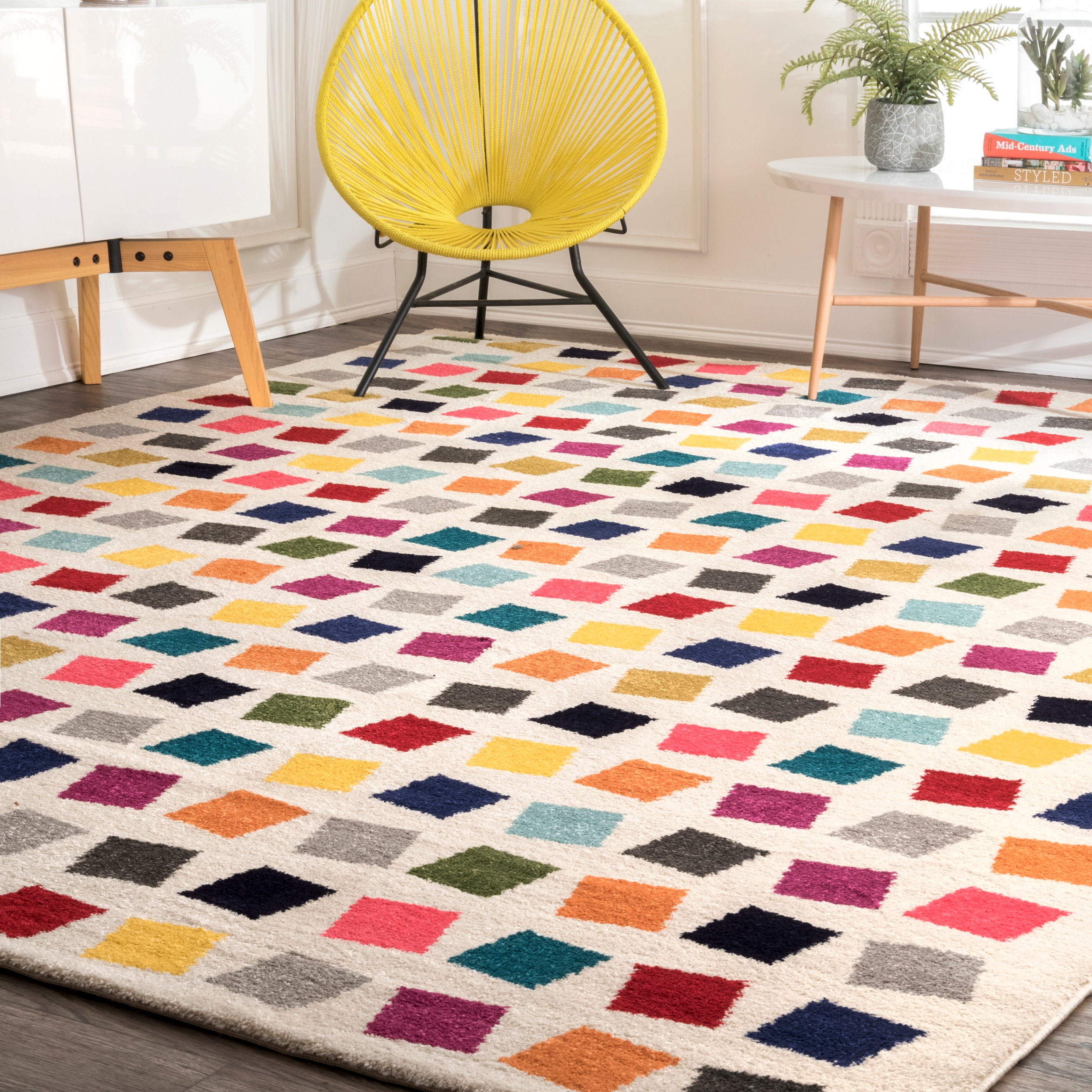 Multicolor Rectangular Synthetic Easy Care Area Rug