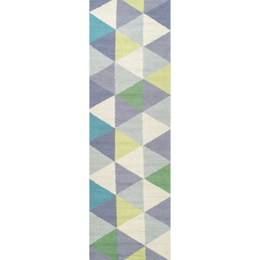 nuLOOM Bianca Triangles Wool Runner Rug, 2' 6" x 8', Green