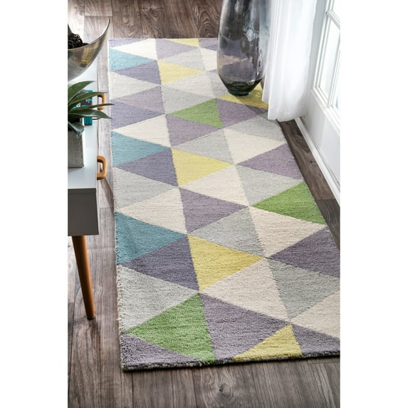 nuLOOM Bianca Triangles Area Rug, 2' 6" x 8', Runner, Bianca Green