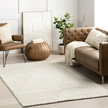 nuLOOM Bijorne Modern Geometric Wool Area Rug, 5' x 8', Bijorne Ivory