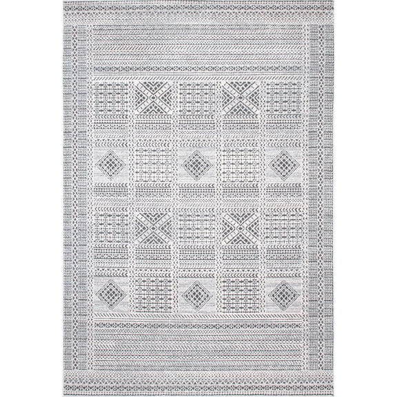 nuLOOM Blake Textured Patchwork Area Rug, 4' x 6', Gray