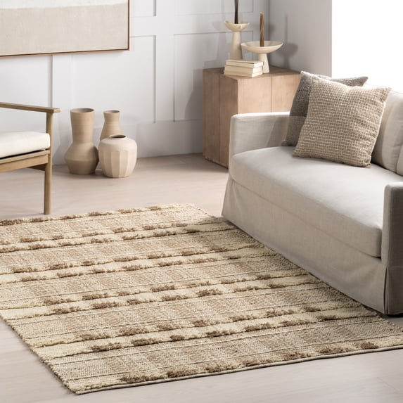 nuLOOM Blakley Textured Plaid Jute Area Rug, 4' x 6', Blakley Natural
