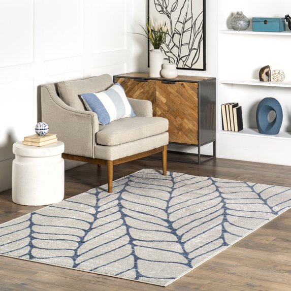 nuLOOM Boyce Contemporary Leaves Area Rug, 4' x 6', Blue