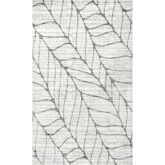 nuLOOM Boyce Contemporary Leaves Area Rug, 5' x 8', Light Gray