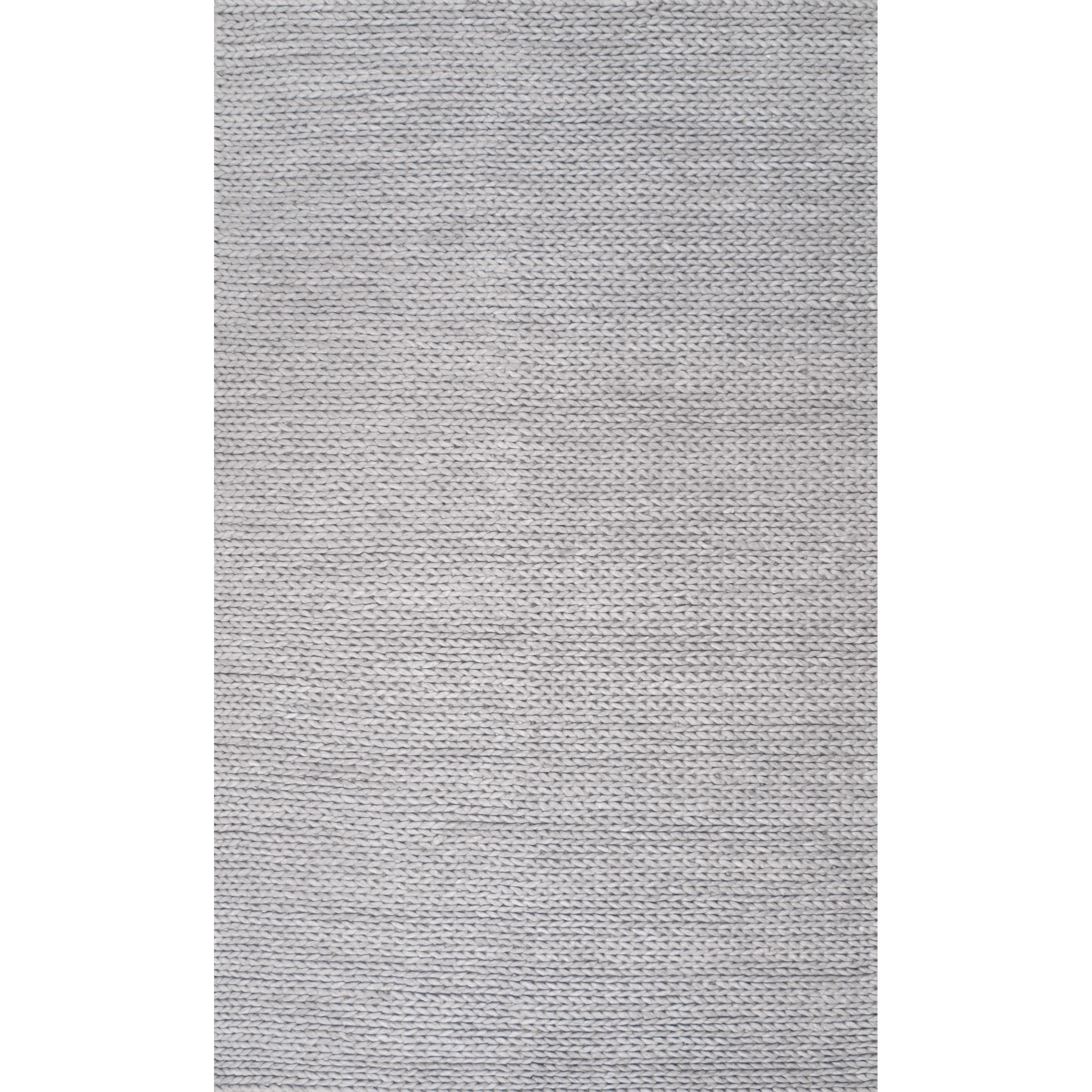 Handmade Light Gray Wool Blend Braided Rectangular Rug 6' x 9'