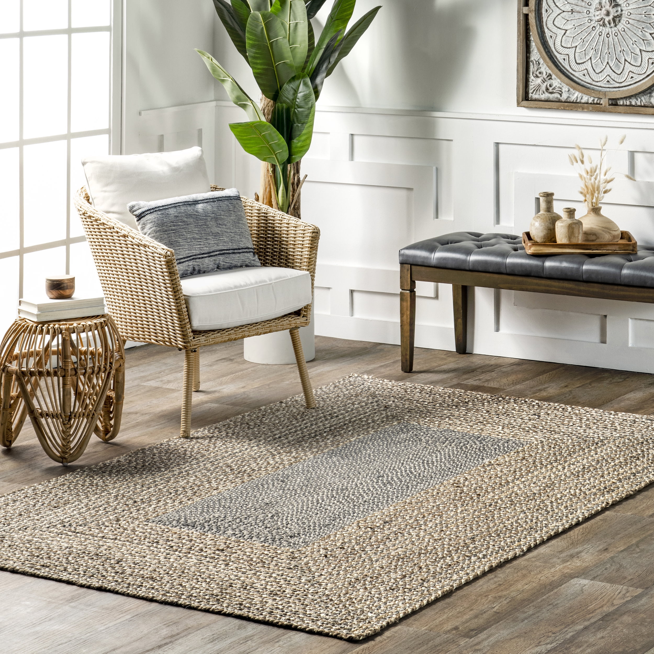 nuLOOM Braided Draya Jute Area Rug, 8' x 10', Gray