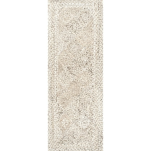nuLOOM Braided Yvette Trellis Jute Runner Rug, 2' 6" x 6', Natural