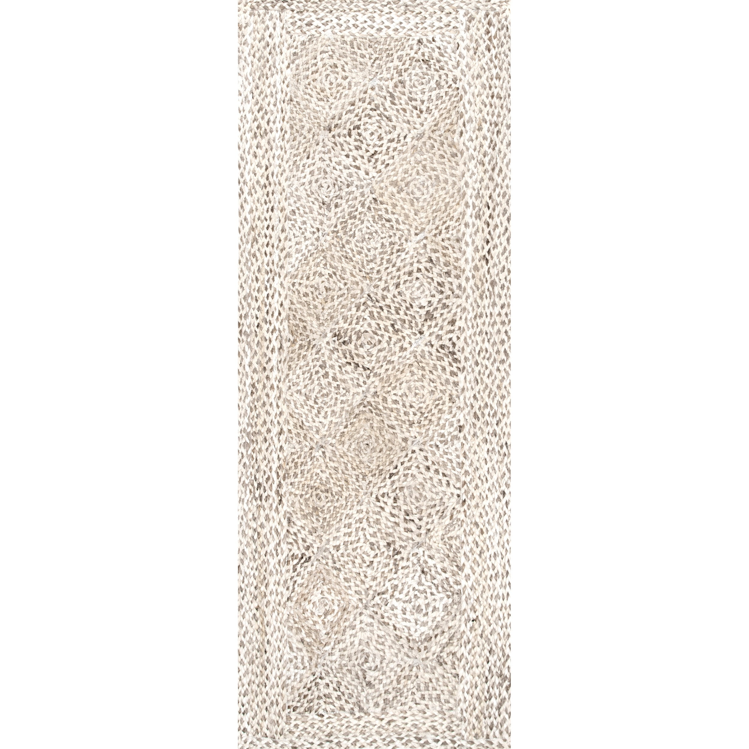 Natural Jute Trellis Flat Woven Handmade Runner Rug 2' x 8'