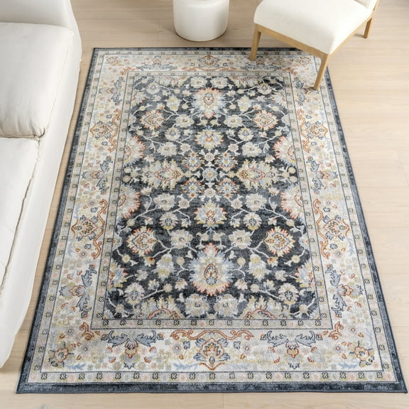 nuLOOM Breigh Medallion Bordered Machine Washable Area Rug, 4' x 6', Blue