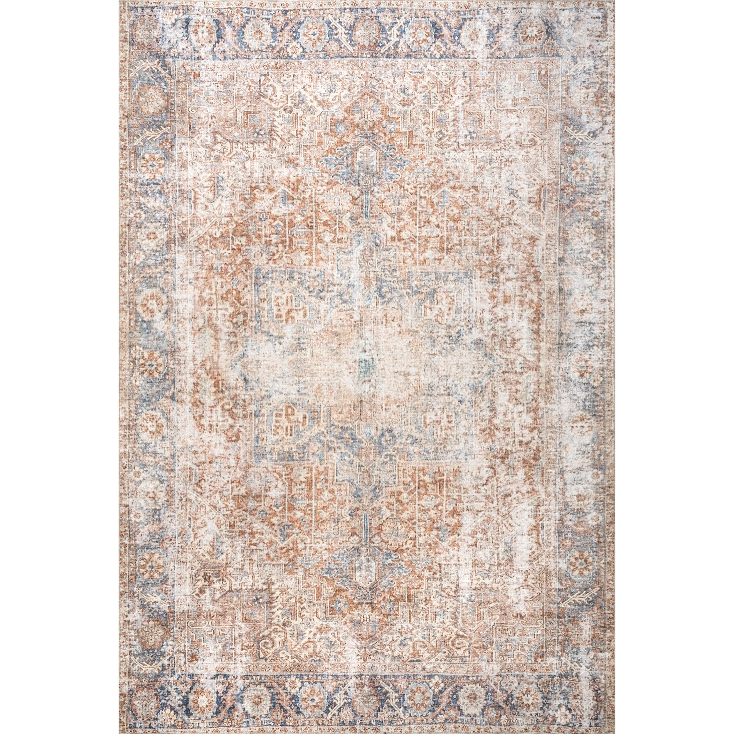 nuLOOM Brianna Traditional Distressed Area Rug, 7' 6" x 10', Rust