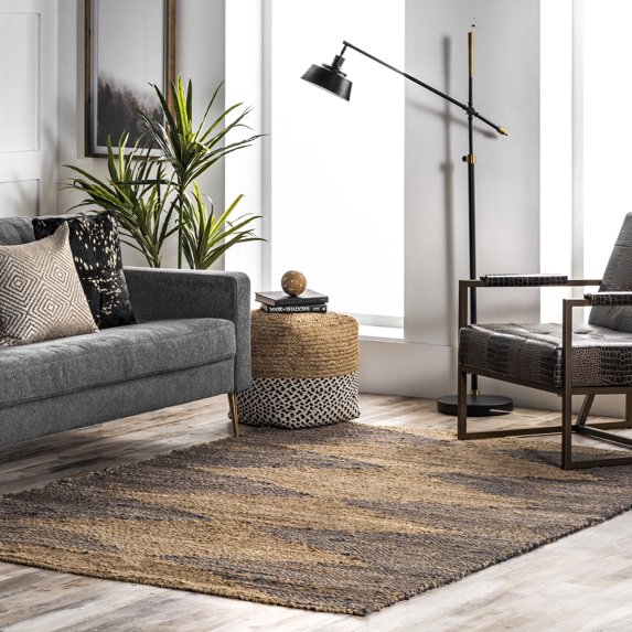 nuLOOM Brianne Hand Loomed Modern Diamond Jute Area Rug, 5' x 8', Natural