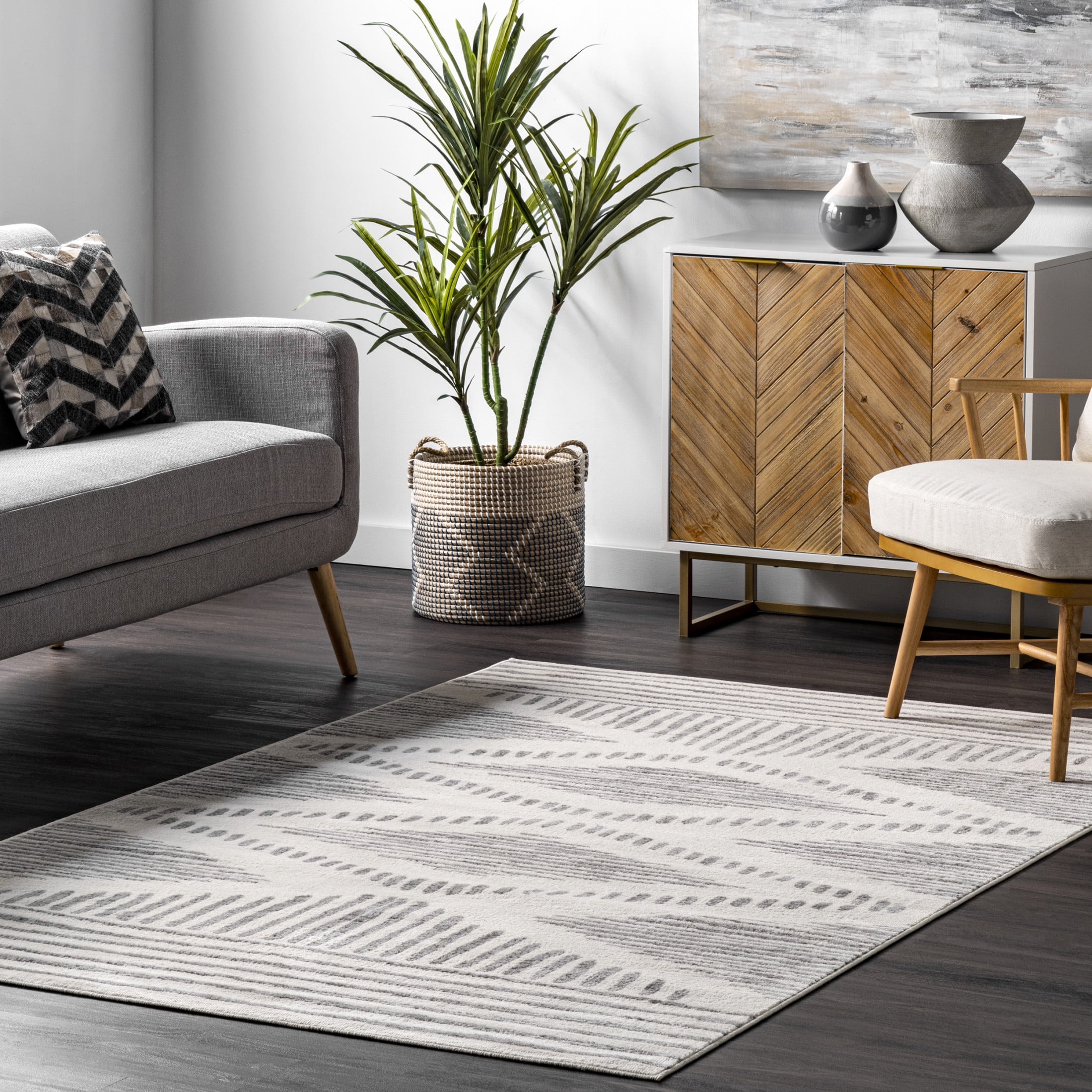 nuLOOM Briggs Tribal Striped Area Rug, 4' x 6', Briggs Light Grey