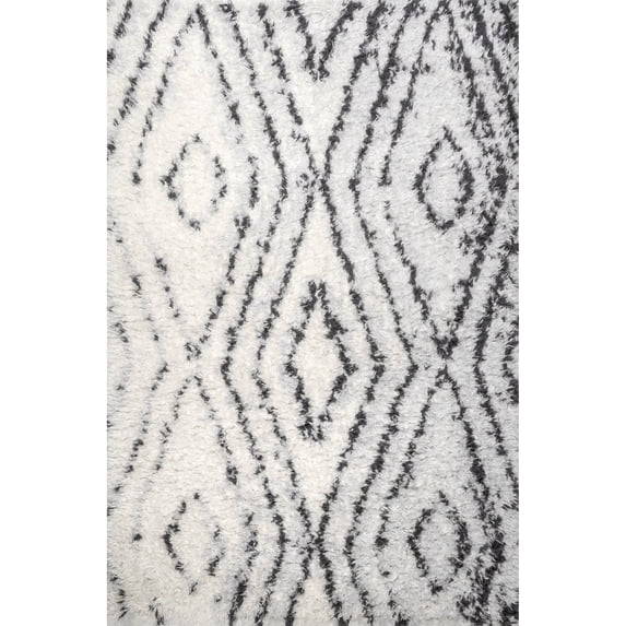 nuLOOM Bristowe Diamond Cozy Soft & Fluffy Shag Area Rug, 8' 10" x 12', Beige