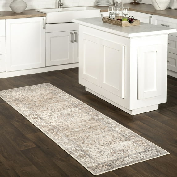 nuLOOM Britt Persian SplashGuard Machine Washable Area Rug, 2' 6" x 8', Runner, Britt Light Orange