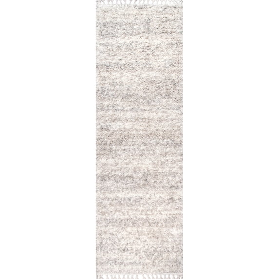 nuLOOM Brooke Contemporary Shag Runner Rug, 2' 6" x 10', Ivory