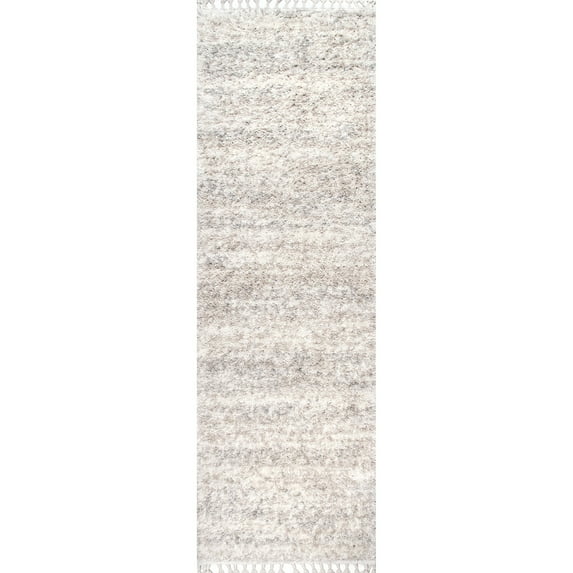 nuLOOM Brooke Contemporary Shag Runner Rug, 2' 6" x 12', Ivory