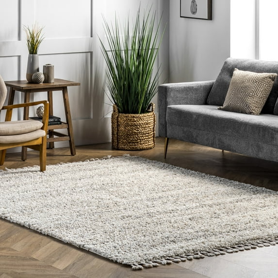 nuLOOM Brooke Shag Tasseled Area Rug, 12' x 16', Ivory