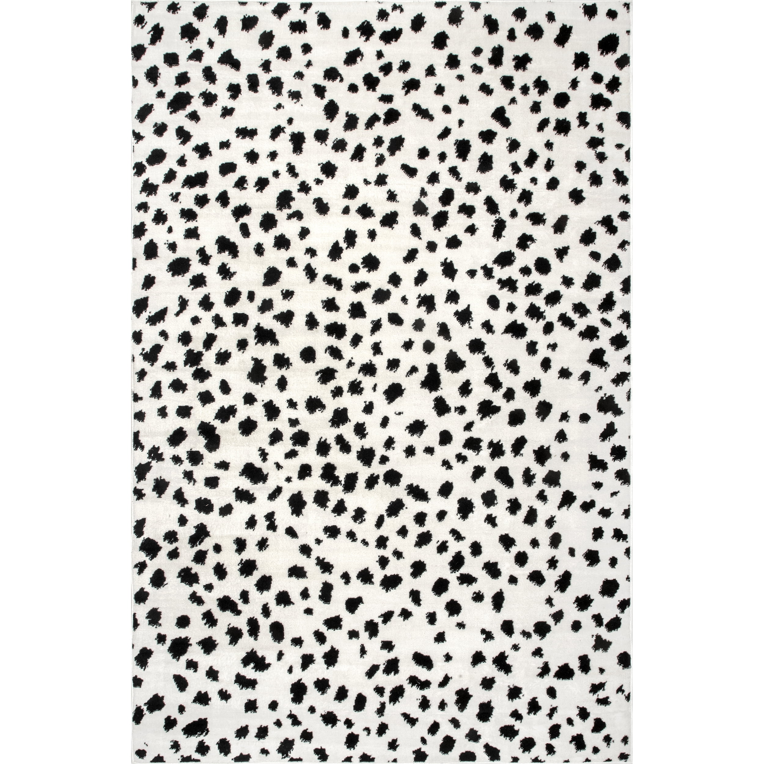 Leopard Print Black and White 8' x 10' Synthetic Area Rug