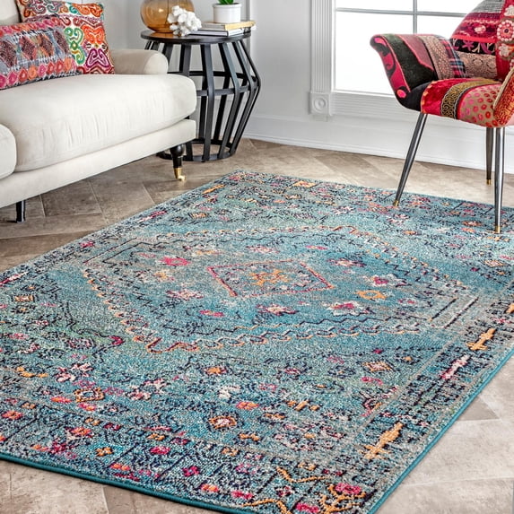 nuLOOM Brynlee Vintage Area Rug, 5' 3" x 7' 7", Blue