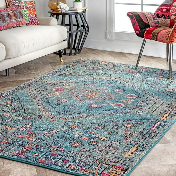 nuLOOM Brynlee Vintage Area Rug, 6' 7" x 9', Blue