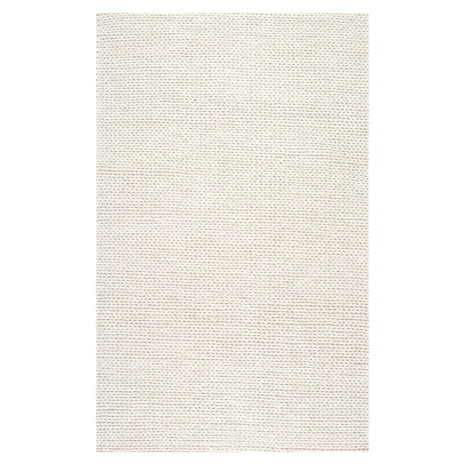 Handmade Off-White Braided Wool 4' x 6' Area Rug
