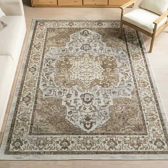 nuLOOM Cady Machine Washable Transitional Area Rug, 6' 7" x 9', Light Brown