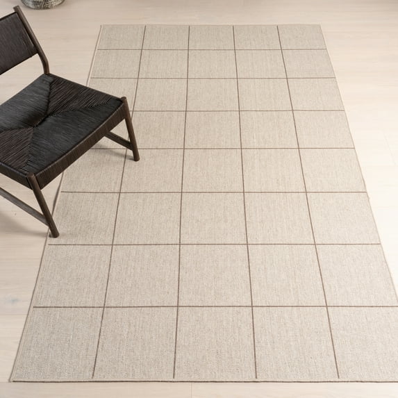 nuLOOM Calandra Checkered Machine Washable Area Rug, 5' x 8', Beige