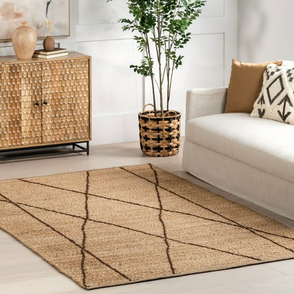 nuLOOM Calanthe Abstract Geometric Jute Area Rug, 4' x 6', Natural