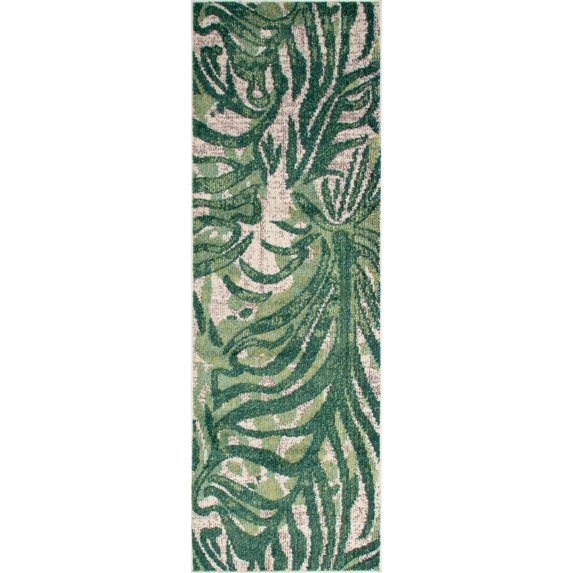 nuLOOM Cali Abstract Leaves Runner Rug, 2' x 6', Green