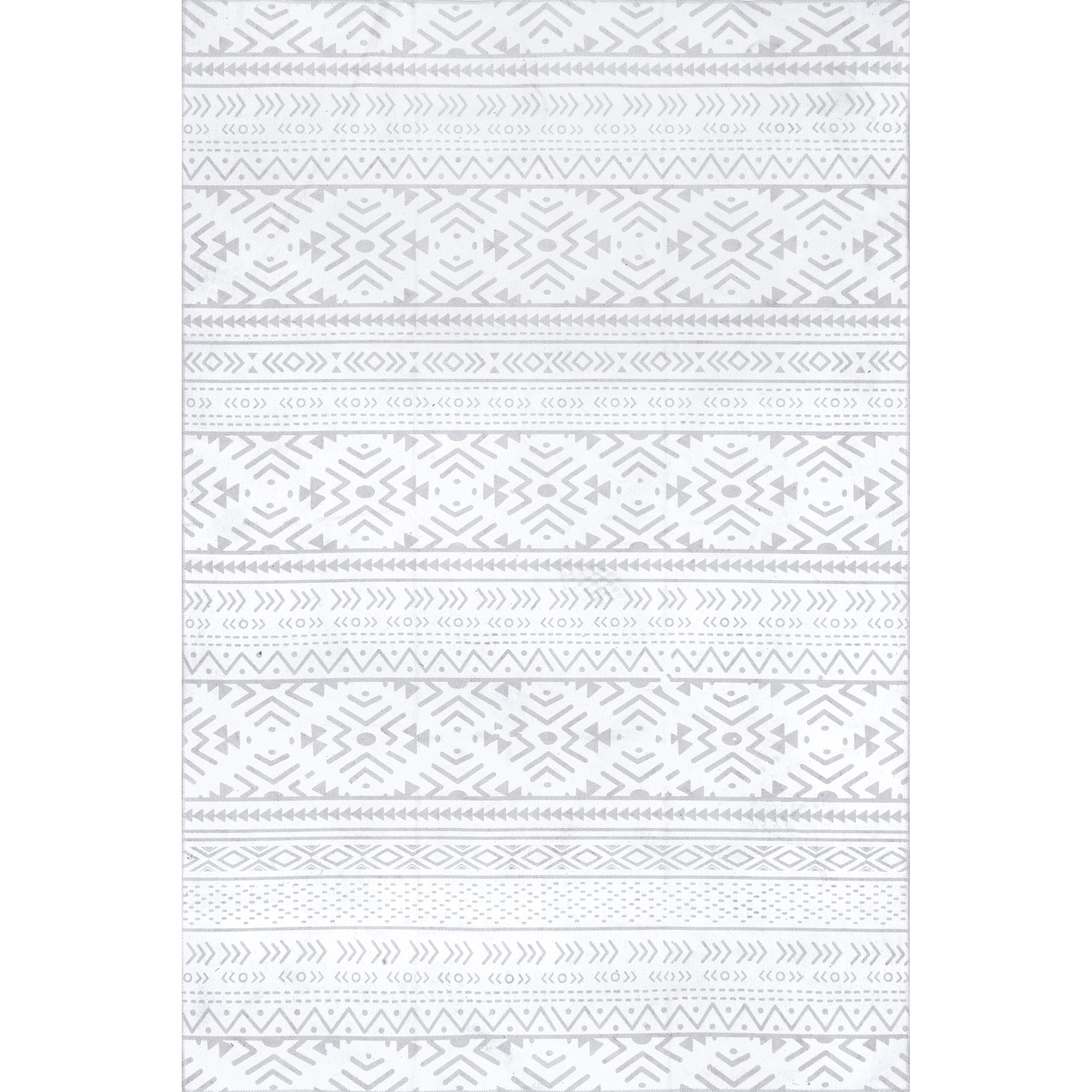 Light Grey Synthetic Rectangular Washable Area Rug 5' x 8'