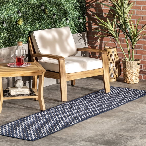nuLOOM Camryn Herringbone Indoor/Outdoor Area Rug, 2' x 6', Runner, Camryn Navy