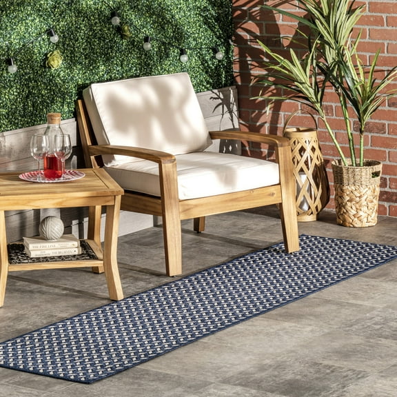 nuLOOM Camryn Herringbone Indoor/Outdoor Area Rug, 2' x 6', Runner, Camryn Navy