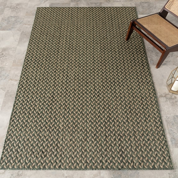 nuLOOM Camryn Herringbone Indoor/Outdoor Area Rug, 5' x 8', Camryn Green