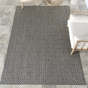 nuLOOM Camryn Herringbone Indoor/Outdoor Area Rug, 6' 7" x 9', Camryn Light Grey