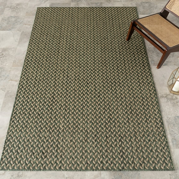 nuLOOM Camryn Herringbone Indoor/Outdoor Area Rug, 8' x 10', Camryn Green