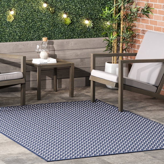 nuLOOM Camryn Herringbone Indoor/Outdoor Area Rug, 8' x 8', Square, Camryn Navy