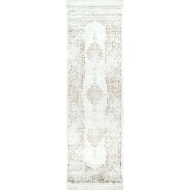 nuLOOM Cantrell Vintage Medallion Runner Rug, 2' 8" x 8', Ivory